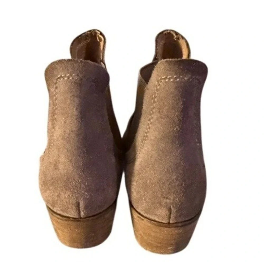 Splendid Women Taupe Suede Ankle Boots Chelsea Block Heel Almond Toe Brown 8